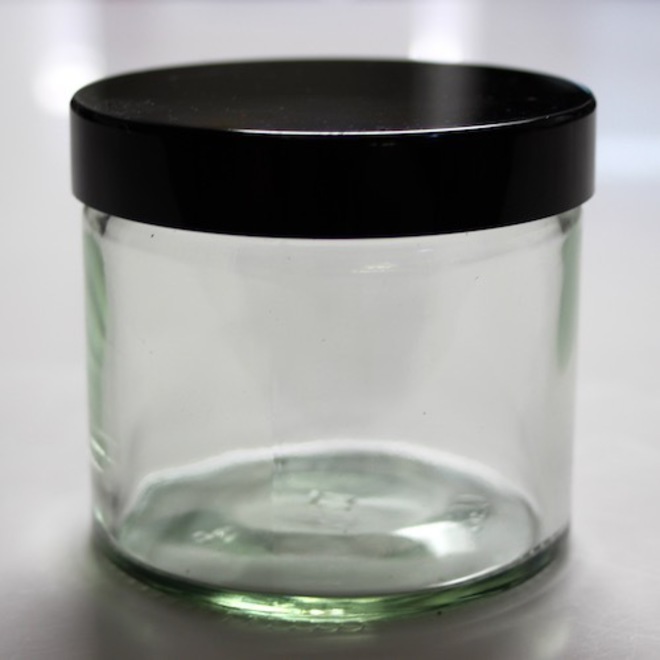 Clear glass pot - black lid: 250ml image 0